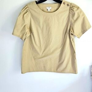 J. Crew Khaki Pullover Short Sleeve Cotton blouse
